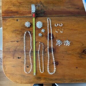Vintage Crystal set of Necklaces, Pins & Earrings